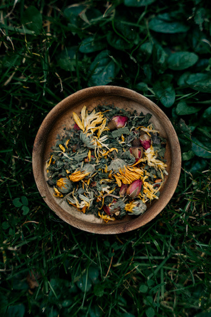 Beauty herbal tea in a glass